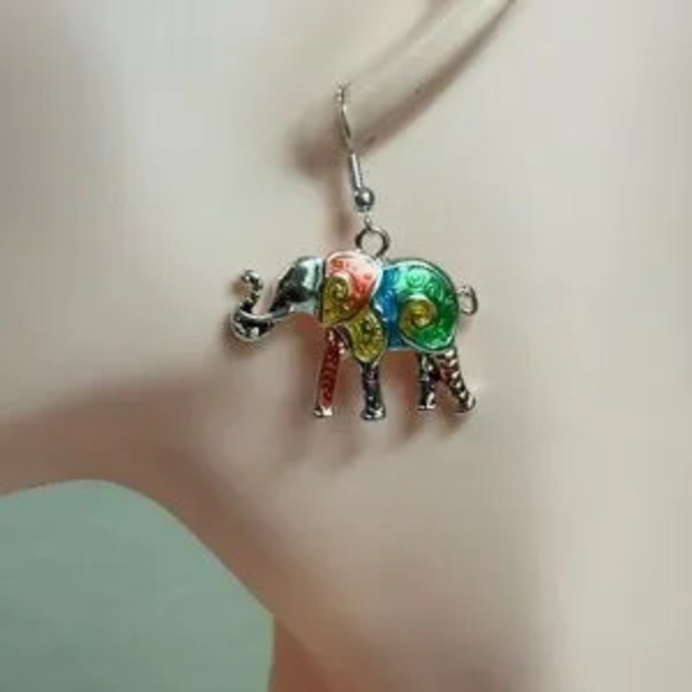 ?? Colorful Elephant Dangle Earrings ?? - Picture 6 of 7